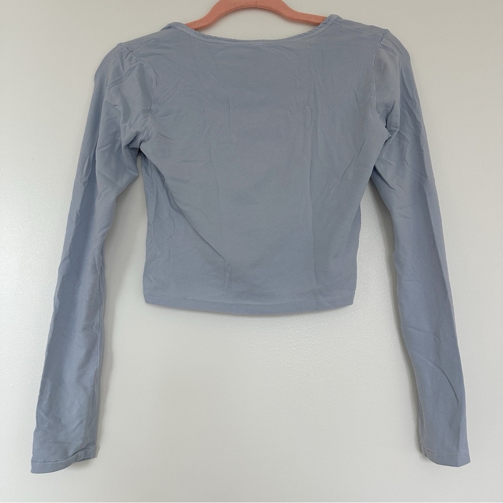 SKIMS Soft Blue Henley Long Sleeve Tee - Picture 2 of 5